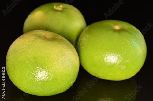 Ripe juicy sweetie, close-up, on a black background. photo