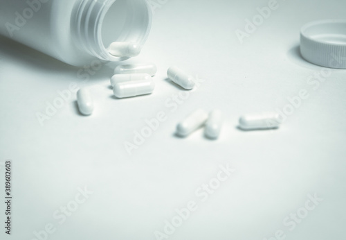 close up. medical capsules on a white background.