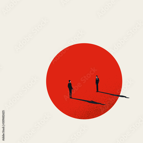 Business negotiation in masks in bubble vector concept. Social distancing, new normal in coronavirus pandemics.