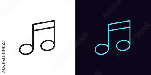 Outline music note icon. Linear note sign with editable stroke, melody