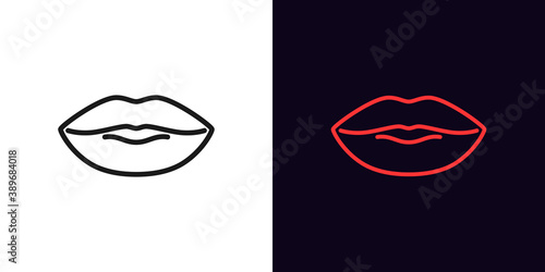Outline lips icon. Linear woman lips sign with editable stroke, female mouth