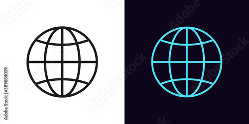 Outline globe icon. Linear world sign with editable stroke, globe internet