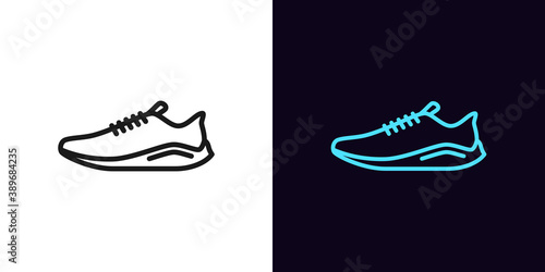 Outline sneaker icon. Linear sneaker sign, sport shoe with editable stroke