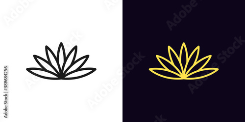 Outline lotus flower icon. Linear lotus symbol with editable stroke, water lily