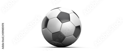 Football banner. Soccer ball on a white background close-up. Central composition.