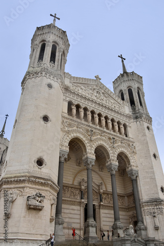 Main entrance of the Basilica of Notre-Dame de Fourviere in Lyon, Rhone-Alpes, France © elephotos
