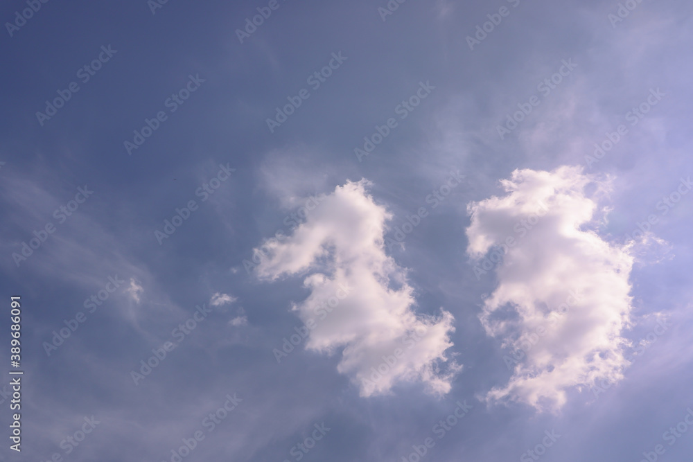 The cloudy beautiful sky with the light shining from the sun. The softness of the cloud creates a feeling of relaxation. copy space.
