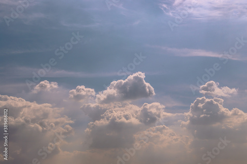 The cloudy beautiful sky with the light shining from the sun. The softness of the cloud creates a feeling of relaxation. copy space. 