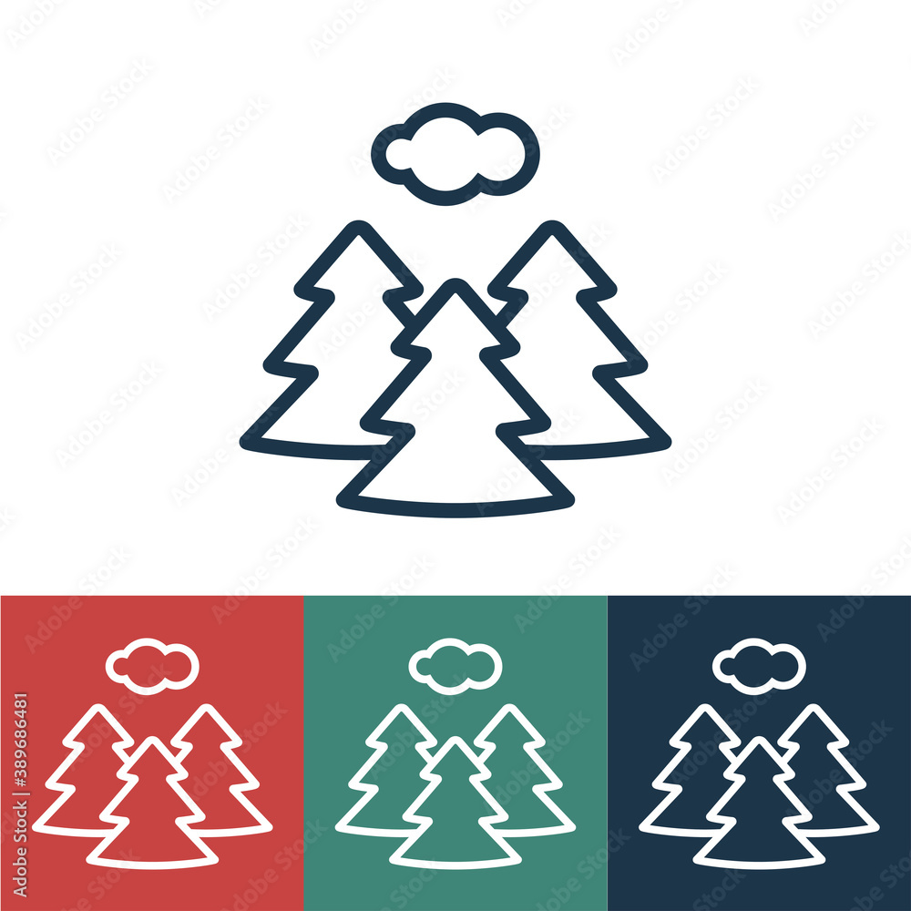 Linear vector icon with coniferous forest Linear vector icon with coniferous forest