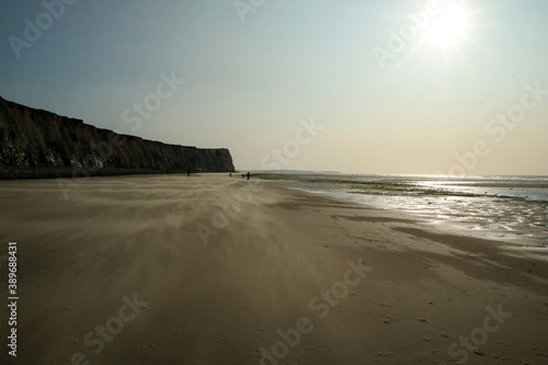 The beaches under the high white cliffs on the shore of the Channel at Escalles in France