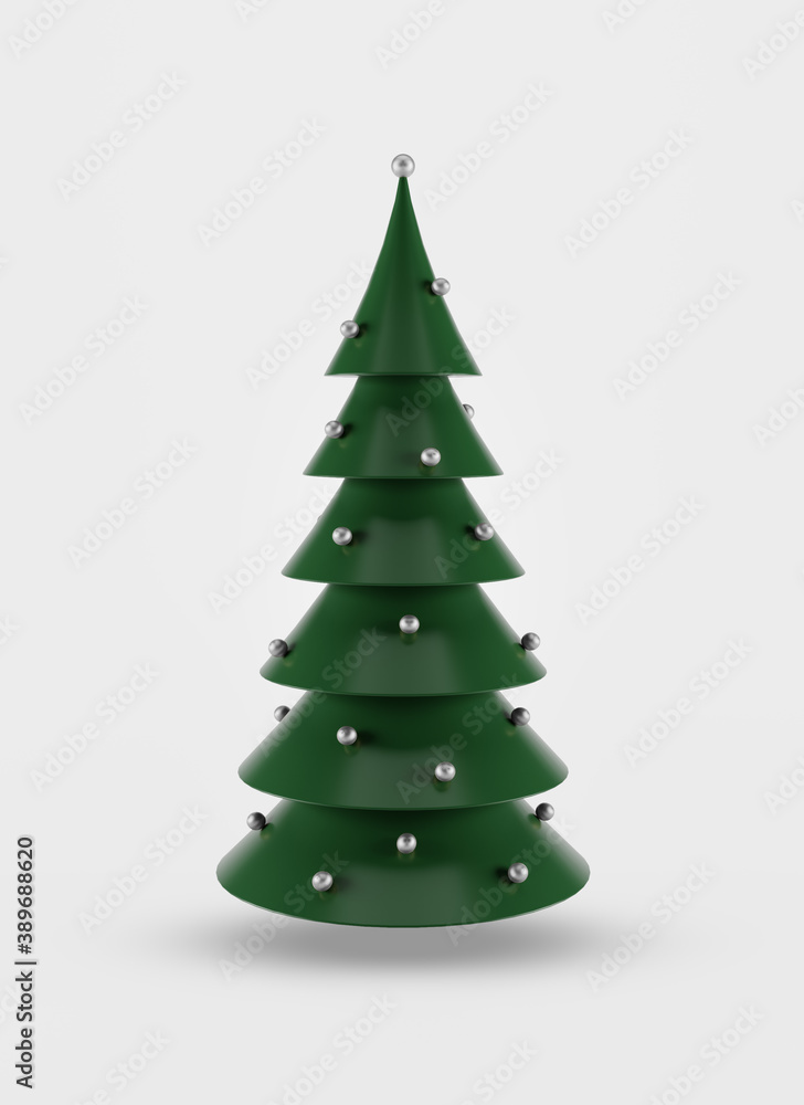 Abstract simple green Christmas tree 3d illustration background