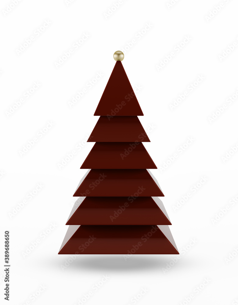Abstract simple red Christmas tree 3d illustration background Abstract simple red Christmas tree 3d illustration background