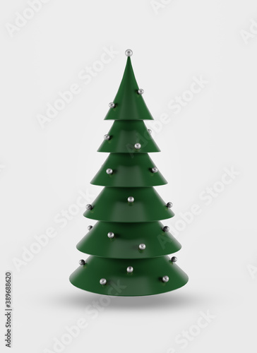 Abstract simple green Christmas tree 3d illustration background