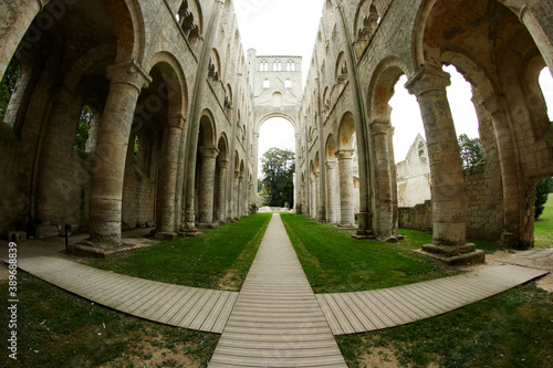 The remains of the cloister in Jumi  ges  Abbaye de Jumi  ges  in Normandy in France.