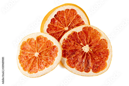 dried grapefruit citrus slice on a white background