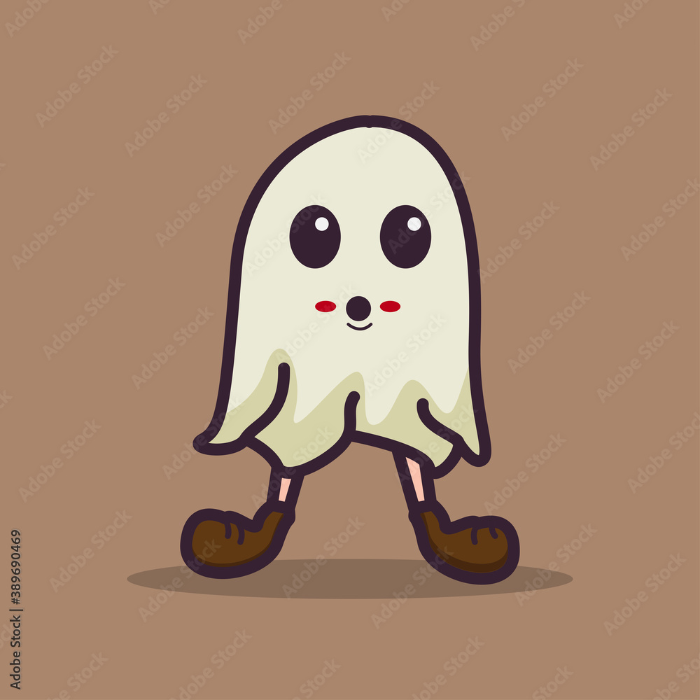 Illustration vector graphic of happy ghost shoe. Brown background. Good for halloween greeting card and trick or treat party invitation design. Illustration vector graphic of happy ghost shoe. Brown background. Good for halloween greeting card and trick or treat party invitation design.