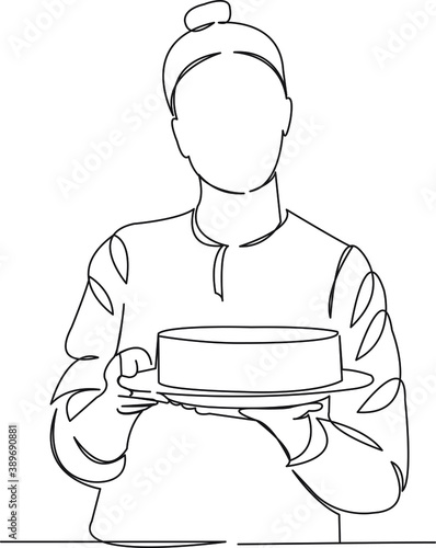 woman cook with cake