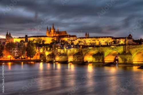 Prague Castle and Charles Bridge at blue hour © TJPhotography.de