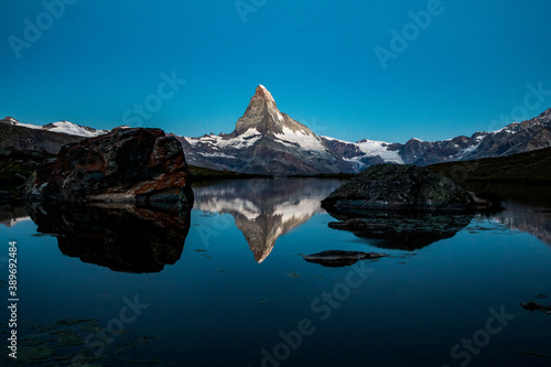 Matterhorn and surrounding lakes in the morning