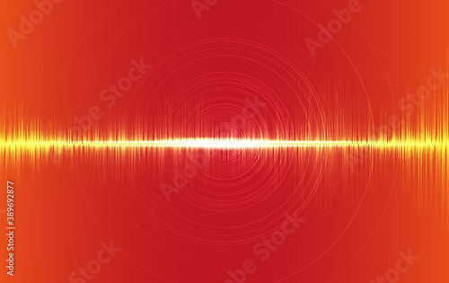 Digital Sound Wave on Orange Background,Technology Wave concept,design for music studio and science,Vector Illustration.