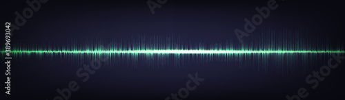 Green Light Digital Sound Wave Background,technology and earthquake wave concept,design for music industry,Vector,Illustration.