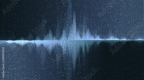 Digital Sound Wave on Dark Blue Background,technology and earthquake wave diagram concept,design for music studio and science,Vector Illustration.
