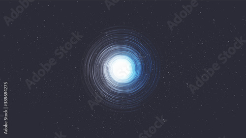 Minimal Spiral Black Hole on Galaxy Background.planet and physics concept design,vector illustration.
