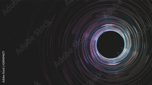 Dark Spiral Black Hole on Galaxy Background.planet and physics concept design,vector illustration.