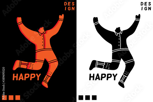 Happy young man is jumping. Vector illustration.