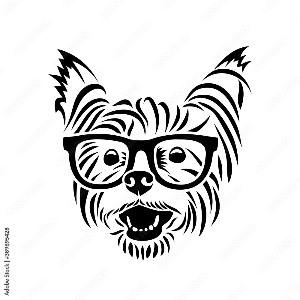 Obraz premium Yorkshire terrier wearing eyeglasses - Yorkie - isolated vector illustration 