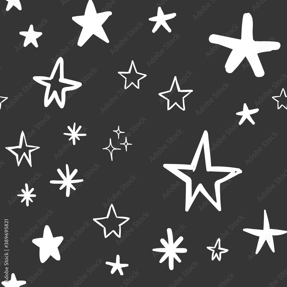Hand drawn stars seamless pattern. Background texture. Hand drawn stars seamless pattern. Background texture.