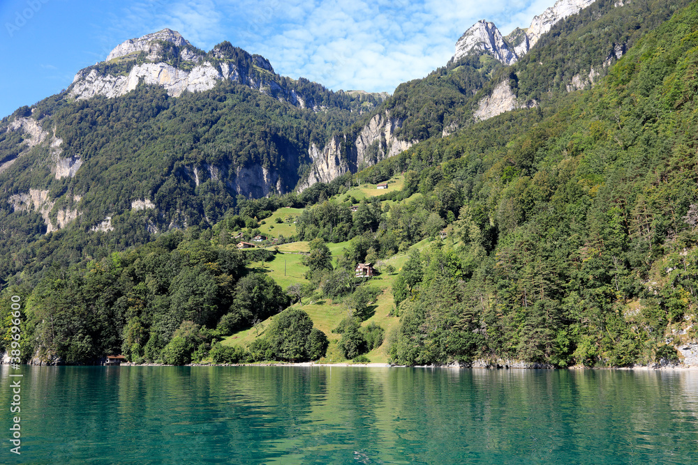 Mountains range on Lake Lucerne in Switzerland