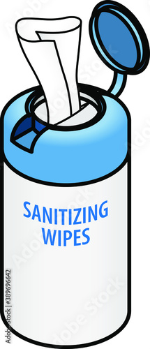 An open tub of wet wipes/ tissues.