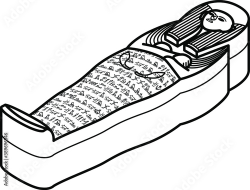 An egyptian sarcophagus. Lineart style. Great for colouring-in!