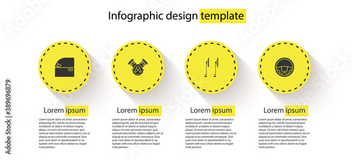 Set Car door, engine, Windscreen wiper and Steering wheel. Business infographic template. Vector.