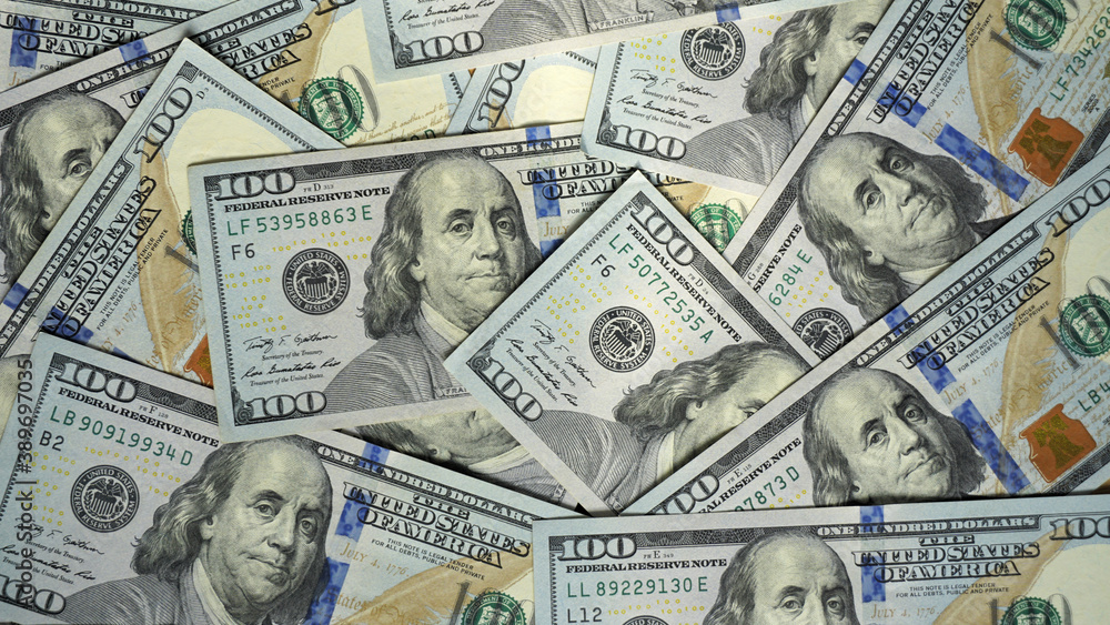 Pile of old one hundred dollar bills bills, close up dollars Pile of old one hundred dollar bills bills, close up dollars