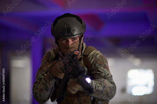 modern warfare soldier in urban environment battlefield © .shock