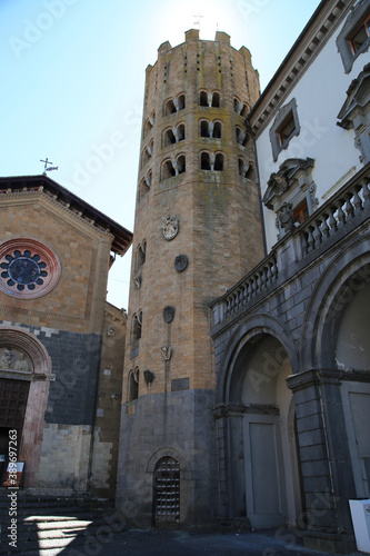 The Bell tower of the Church of Collegiata dei Santi Andrea e Bartolomeo in Orvieto  Italy
