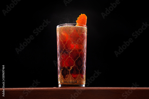 Americano cocktail, a mix of campari and sweet vermouth, topped with soda water