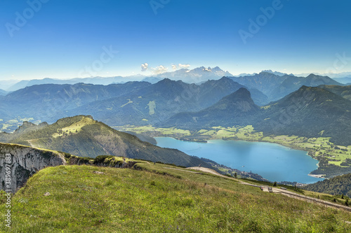 View of Wolfgangsee lake from Schafberg mountain  Austria