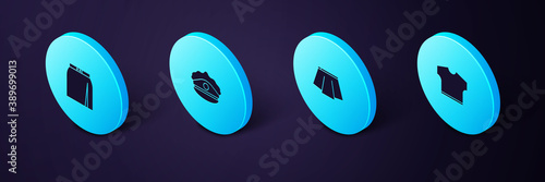 Set Isometric T-shirt, Skirt, Police cap with cockade and icon. Vector.