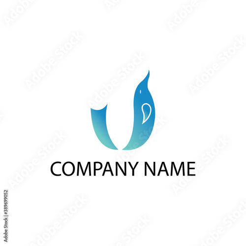 letter u logo illustration dolphin design vector template color