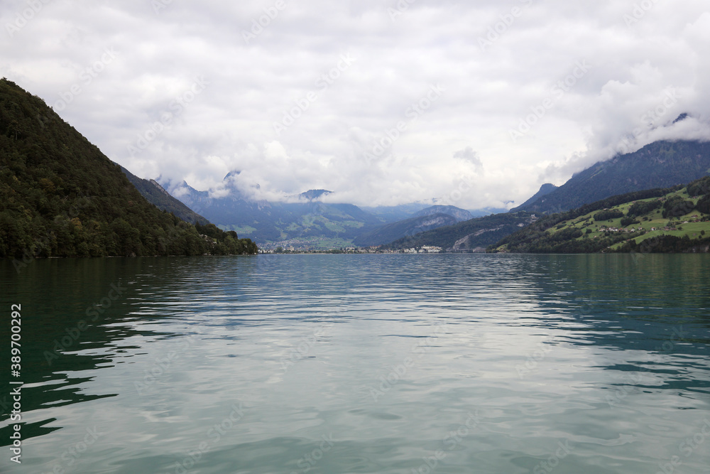 Lake Lucerne surrounded by mountains