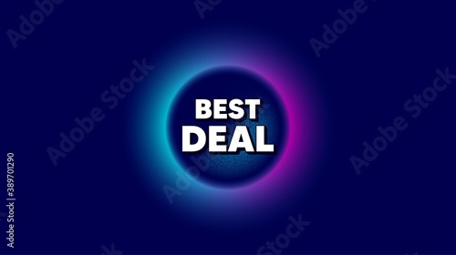 Best deal. Abstract neon background with dotwork shape. Special offer Sale sign. Advertising Discounts symbol. Offer neon banner. Best deal badge. Space background with abstract planet. Vector