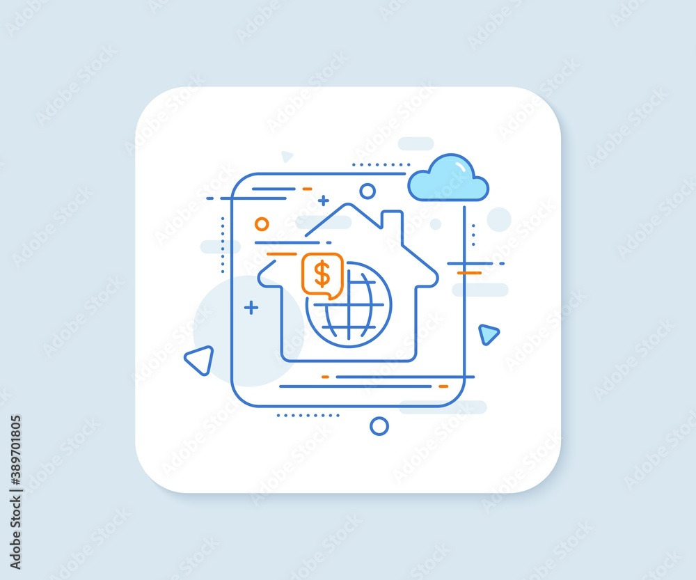 World money line icon. Abstract vector button. Global markets sign. Internet payments symbol. World money line icon. Home concept badge. Vector World money line icon. Abstract vector button. Global markets sign. Internet payments symbol. World money line icon. Home concept badge. Vector