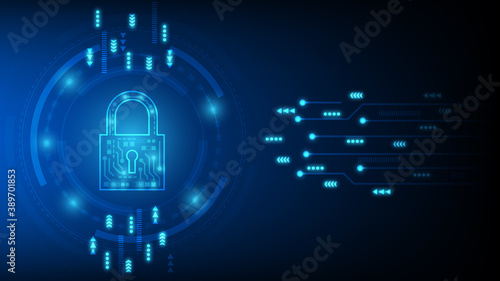Cyber technology security, network protection background design, vector illustration