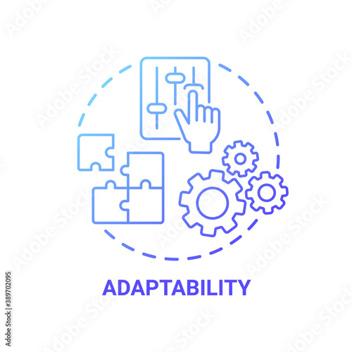 Adaptability concept icon. Creative thinking skills. Adjust ability to different situations in life. Respond to changes idea thin line illustration. Vector isolated outline RGB color drawing photo