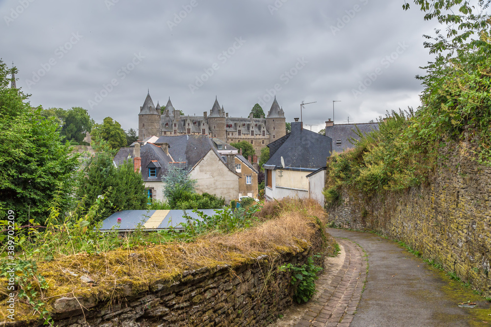 Josselin, France. City landscape with a castle in the background