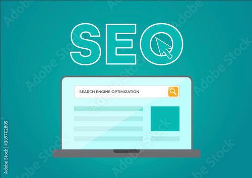 SEO vector illustration web browser, search engine optimization, logo design