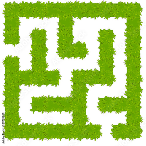 Education logic game bush labyrinth for kids. Isolated simple square maze.